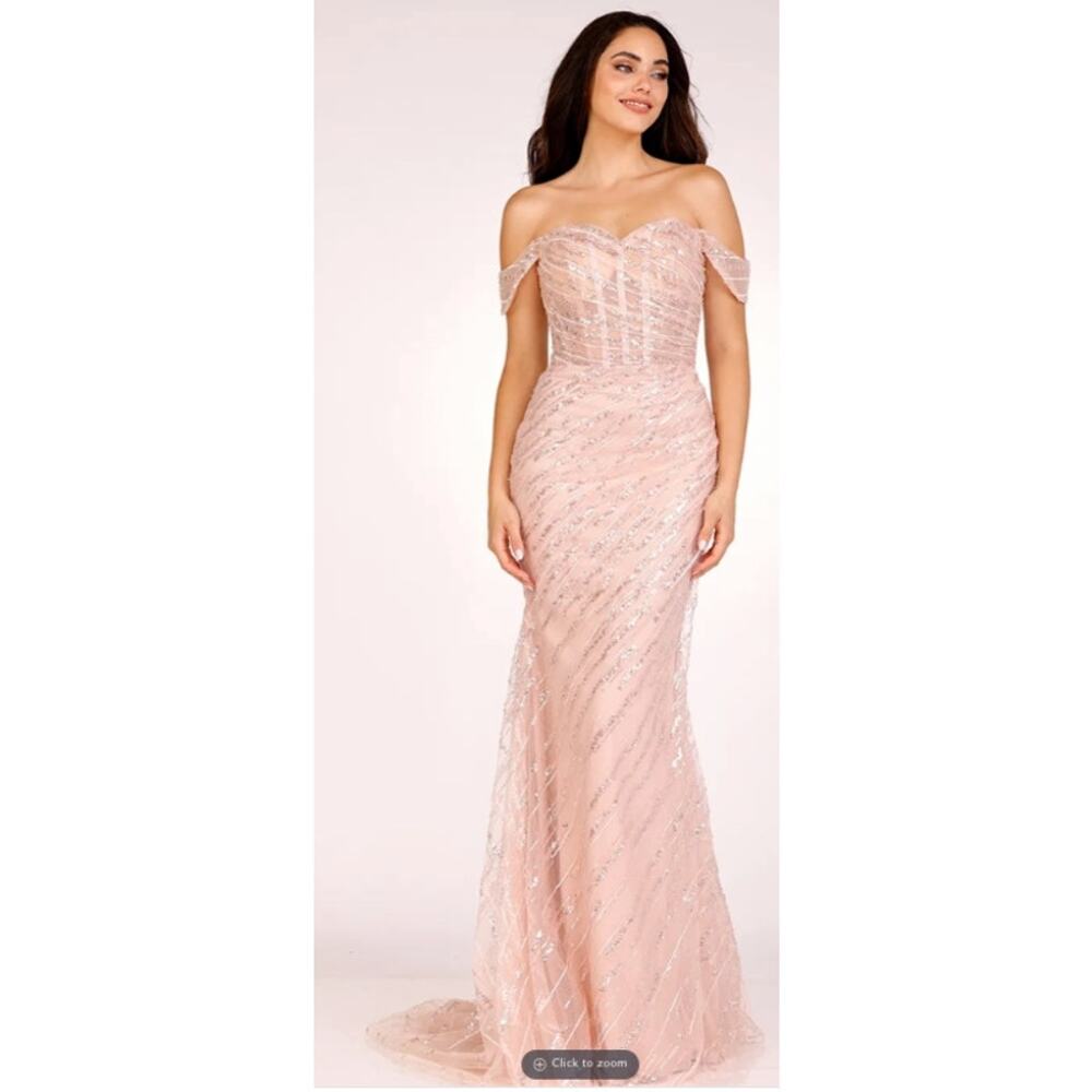 NWT Lucci Lu 1280, Dusty Rose Mermaid Sequined Dress, 4, 498$
